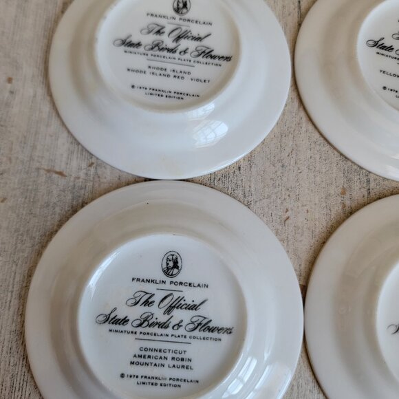 Franklin Porcelain official state bird flowers mini plate set home decor - Picture 8 of 8